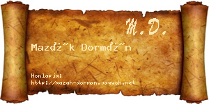 Mazák Dormán névjegykártya